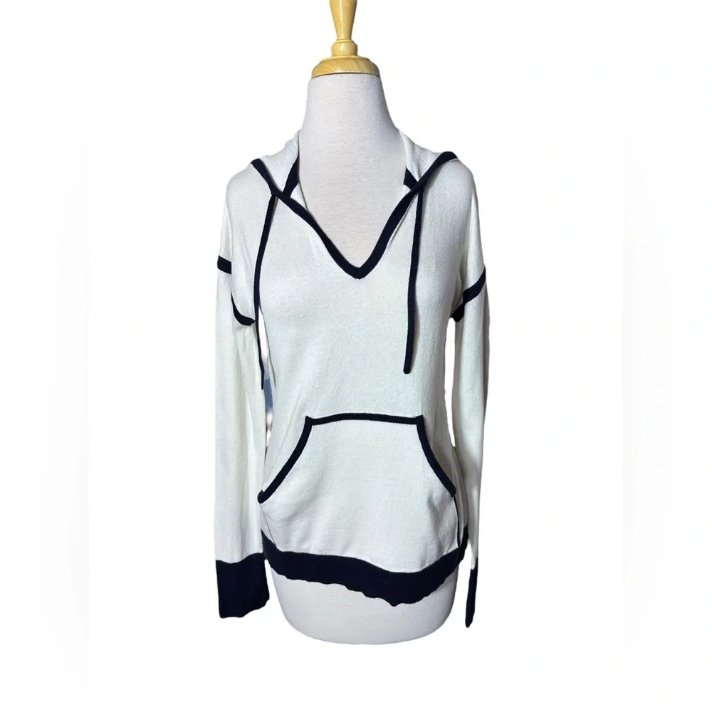 Alashan Cashmere Cotton Knit Long Sleeve V Neckline Hoodie Pullover Swea… - Picture 2 of 11